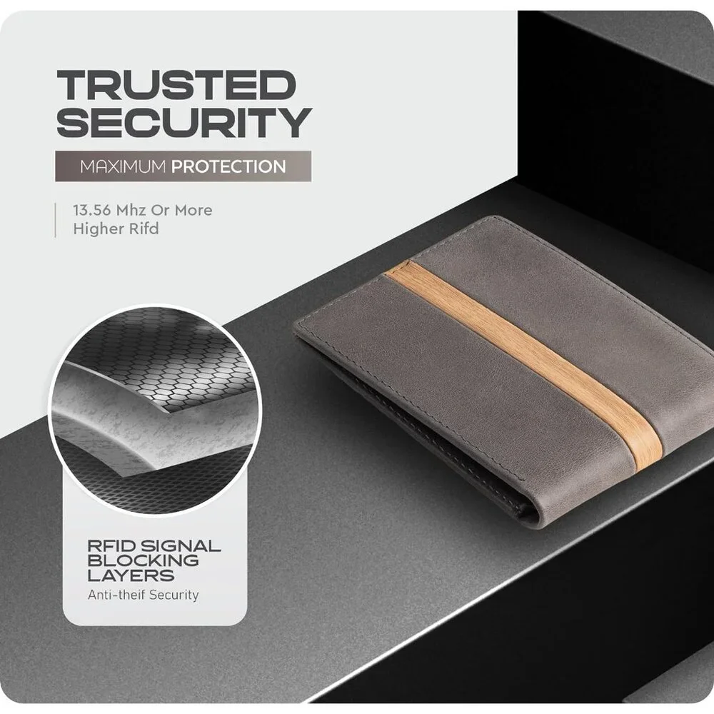 Men’s - Genuine Leather Slim Bifold RFID Wallet Gift for Men Packed in Stylish